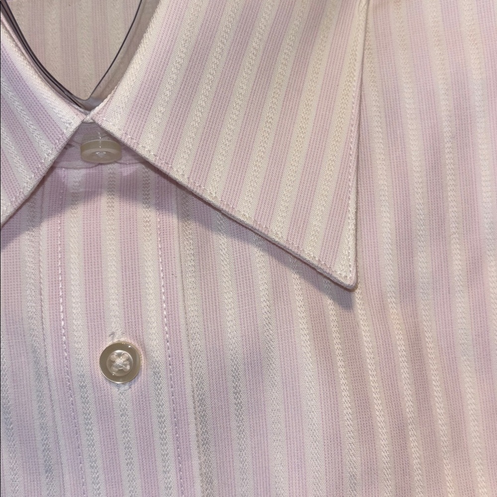 Men long sleeve  Light Pink and White Striped Dress Shirt
large neck 16.534/34 - Picture 3 of 6